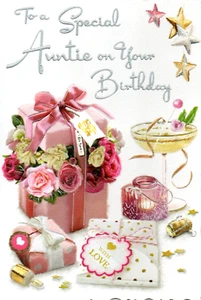 AUNTIE BIRTHDAY CARD ~ QUALITY CARD ~ MODERN DESIGN & LOVELY VERSE - Picture 1 of 2