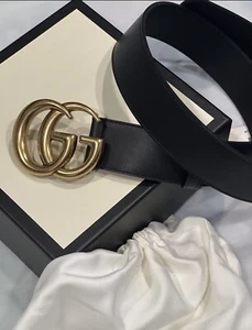 Women’s Gucci Belt  GG Black  Leather 1.5  Inch Size 75/30 For 0-2 Waist Pants - Picture 1 of 5