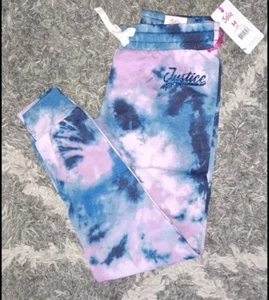 Girls justice cozy joggers size 10 tye dye glitter logo - Picture 1 of 2