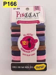 PINCCAT ANTI SLIP GRIP ELASTIC DAMAGE FREE PONYTAIL HOLDER #P166 12 COUNT - Picture 1 of 2