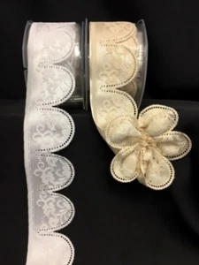 NASTRO FIORE PORTACONFETTI FIOCCHI PIZZO MATRIMONIO COMUNIONE BATTESIMO CRESIMA - Foto 1 di 1