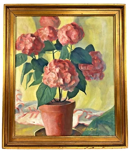 Original Large American Oil Still Life Painting of Hydrangea, Signed AN Colt - Picture 1 of 8