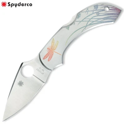 Spyderco Dragonfly SS Tatuaje VG-10 Hoja Lisa Manijas de Acero con Grabado C28PT Foto 1 de 4