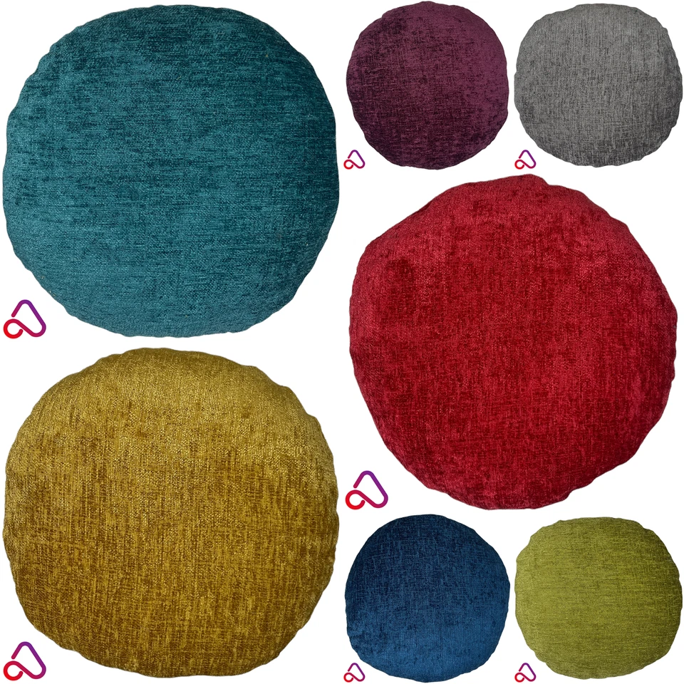 Round Elite Chenille Cushion Cover Shimmering Home Decor Sofa Bed Scatter Circle - Image 1 of 1