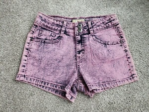 MUDD Girls Sz 14 DENIM/JEAN SHORTS Pink Dark Blue 5 pockets 2.5" inseam  - Picture 1 of 6