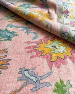 Hand-Knotted Pink Oushak Turkish Area Rug Custom Carpet For Living Room Bed Roo - Picture 1 of 8