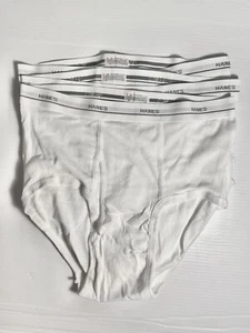 Lot Of 3 Hanes Vintage White Briefs Sz Large - Picture 1 of 3