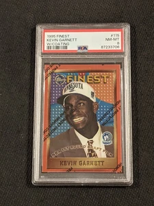 1995 Finest Kevin Garnett Riikie W/Coating PSA 8 NM-MT Card #115 "Big Ticket" - Picture 1 of 5