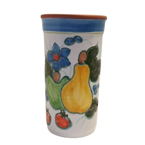 Portugal Terracotta Wine Cooler Utensil Holder Floral Fruit Hand painted Pottery - Picture 1 of 10