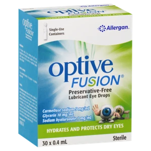 Optive Fusion Preservative-Free 30 x 0.4mL Vials Hydrates and Protects Dry Eyes - Picture 1 of 4