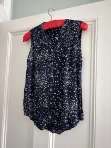 Very pretty sleeveless top navy with white stars - Size 14. VGC - Picture 1 of 5