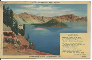 ALTE LEINEN POSTKARTE CRATER LAKE NATIONALPARK, OREGON - 885 - GESTEMPELT 1942 - Bild 1 von 2
