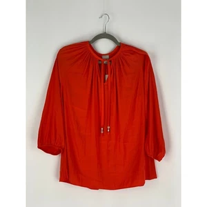 Camicetta donna Chicos scollata cravatta collo manica raglan grande arancione cachi nuova - Foto 1 di 7
