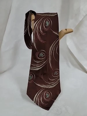 Vintage 30s 40s Regal Cravat Neck Tie Mens Retro Swing Wide Rayon 49" Peacock  - Image 1 of 4