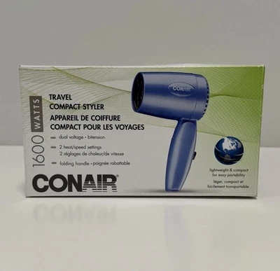 Conair Travel Hair Dryer Dual Voltage 1600W Compact Folding Handle 2014 NEW - Image 1 of 4