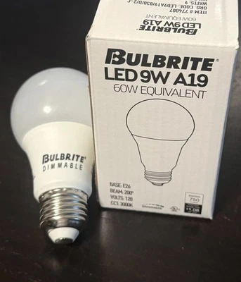 5 Pack Bulbrite LED 9W A19 774007 Lightbulbs Dimmable Light Bulb 60w E26 Bulbs - Image 1 of 3