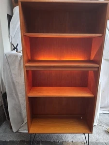 G Plan Mid Century Teak Bookcase With Working Light On Hairpin Leg - Picture 1 of 8