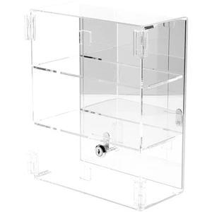 Plymor Clear Acrylic Locking Case, 2 Shelves (Mirrored) 12.75" x 10.25" x 5" - Picture 1 of 1