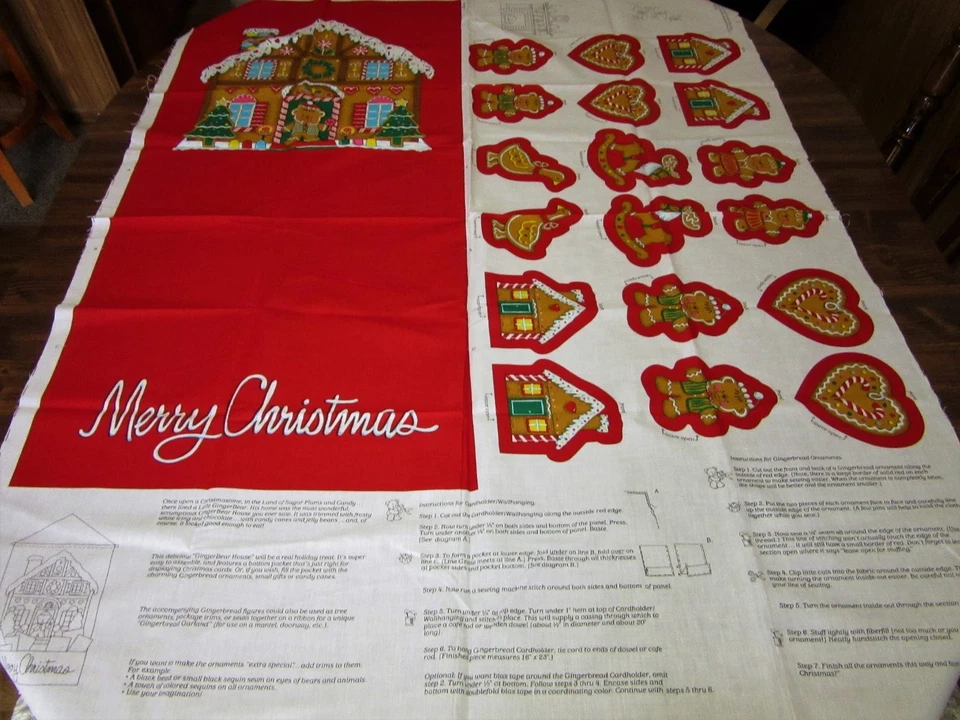 VIP Cranston GingerBear Christmas Cardholder Ornaments Cut & Sew Panel Festive! - Image 1 of 4