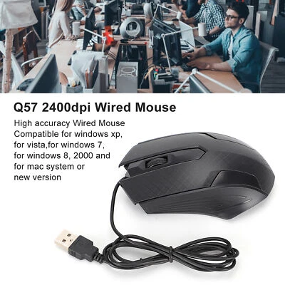 Wired Mouse Professional Office Laptop Computer Tool 2400dpi Human Engineeri AU - Image 1 of 4
