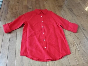 Janie and Jack red Linen button roll cuff shirt 10 - Picture 1 of 2