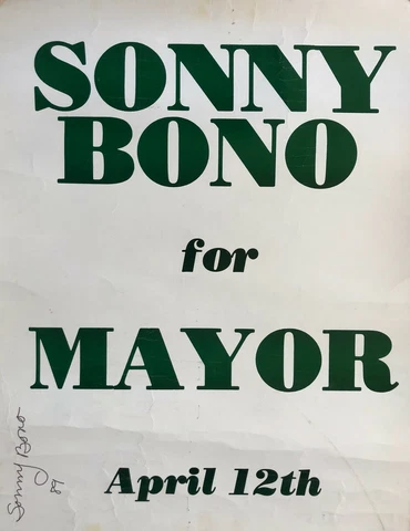 Sonny Bono- Campaign Signed Campaign Poster for Mayor Cover