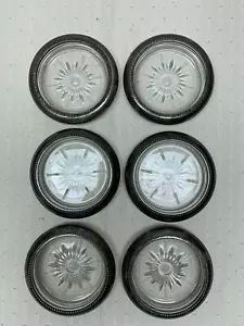 6-teiliges Vintage Untersetzer Set MCM Silber Teller und Kristall - Bild 1 von 6