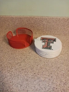 TEXAS TECH Absorbent Stone Cupholder Coaster 4 New - Picture 1 of 4