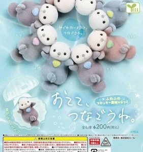 sea ??otter Otete tsunagone Mascot 4 Types Complete Set Gacha capsule toy Japan - Picture 1 of 2