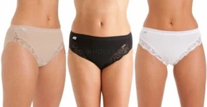 Pack of 3 Lace,cotton Hi Leg Briefs,black or White, sizes 10-18 - Picture 1 of 5