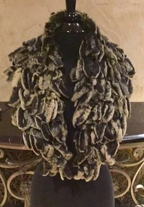 CEDRICS LUXUS PELZKOLLEKTION LASERGESCHNITTENER KANINCHEN FRANSENKRAGEN SCHAL FABELHAFT!! - Bild 1 von 10
