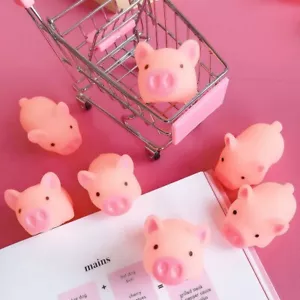 New Cute Mini Pink Pig Squeeze Squeaky Sound Soft Rubber pack of 10 - Picture 1 of 10