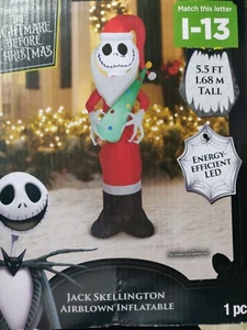 NIGHTMARE BEFORE CHRISTMAS Jack Skellington gonfiabile gonfiabile 5,5 piedi NUOVO - Foto 1 di 4