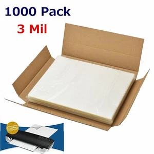 3 Mil Letter Size Clear Thermal Laminating Pouches 1000 Pack - 9" x 11.5" Sheets - Picture 1 of 4