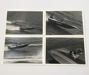 VINTAGE 1970s SPEEDBOAT RUNABOUT OUTBOARD MOTOR BOAT RACING PHOTOGRAPH LOT of 4 - Picture 1 of 6