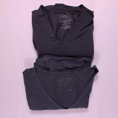 2 Cherokee Scrub Tops Womens Size M Gray Stretch With Pockets Stretch - 2 Pack - Image 1 of 4