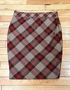 Ted Baker Beige Check Plaid Pencil Skirt Wool Blend Smart Size 2 UK 10 - Picture 1 of 8