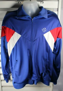 Official USA Olympics Large Blue Red White Full Zip Athletic Jacket Vintage - Bild 1 von 7