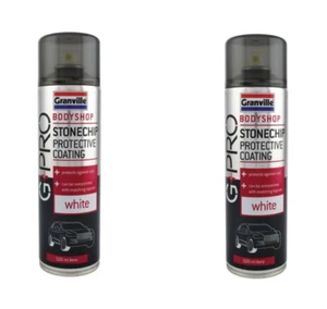 2 x Granville White Stone Chip Aerosol Spray Paint All Round Protection 500ml - Picture 1 of 6