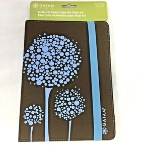 Gaiam Multi Tilt Folio Case for iPad Air Dotty Tree Brown Blue New - Picture 1 of 6