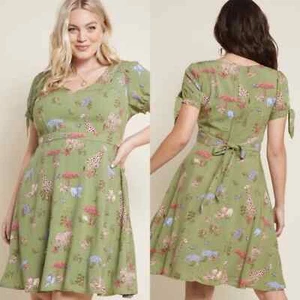 Vestido Modcloth Safari Coqueto Columpio RARO NUEVO EE. UU. Para Mujer Talla XXS - Imagen 1 de 7