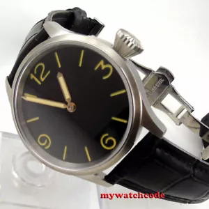 43 mm esfera negra estéril cristal zafiro cuerda manual 6497 reloj cierre plegable - Imagen 1 de 5