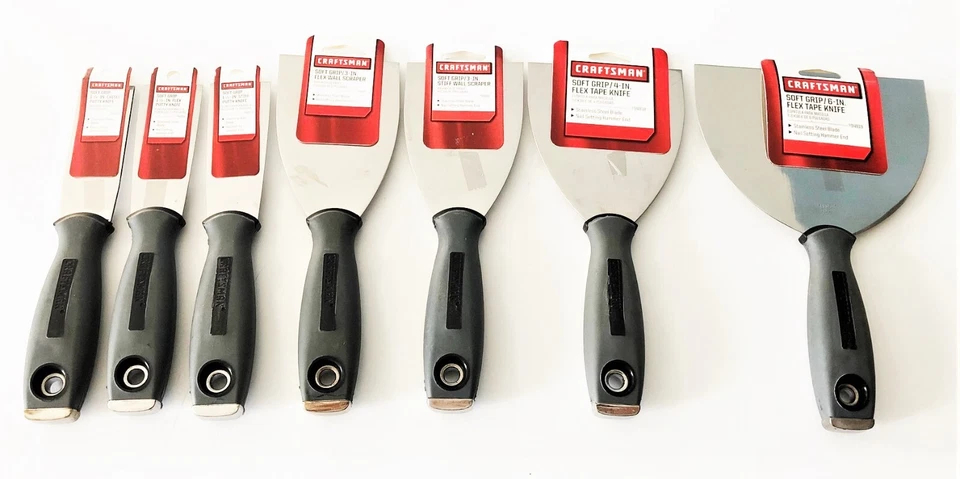 7pc CRAFTSMAN FLEXIBLE STAINLESS STEEL PUTTY TAPE KNIFE KNIVES DRYWALL SCRAPER - Image 1 of 1