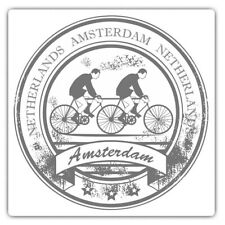 2 x Square Stickers 10 cm - Amsterdam Netherlands Travel Stamp  #40453