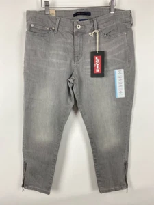 Levis 545 Womens Low Skinny Capri Jeans Gray Stretch Low Rise Petites 14P New - Picture 1 of 10