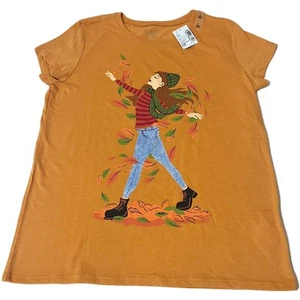 Children’s Place Girls Fall Theme T Shirt Size L 10-12 NWT Autumn Leaves - Picture 1 of 5