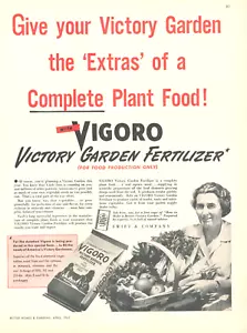 1943 Vigoro VICTORY GARDEN Fertilizer PRINT AD grow your own vegetables win war - Picture 1 of 1