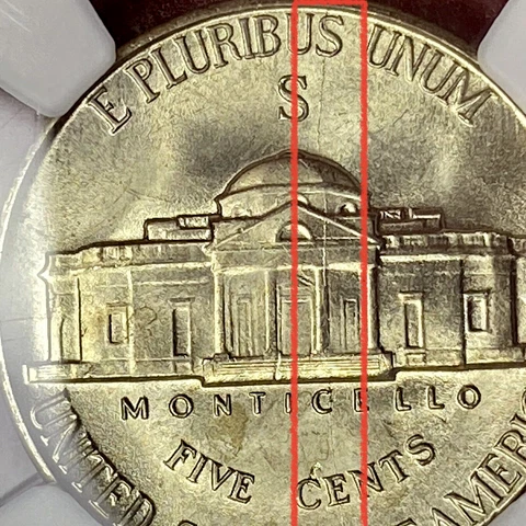 1943-S JEFFERSON WAR NICKEL SPLIT DIE ERROR REV. NGC MS-65! Cover