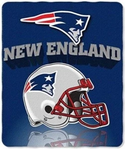 New England Patriots NFL Licensed & Packaged Fleece Throw Blanket 50" x 60" - Picture 1 of 2