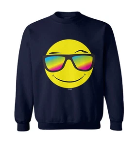 Smiling Face With Neon Sunglasses - Cool Cute Toddler Crewneck Sweater - Picture 1 of 8